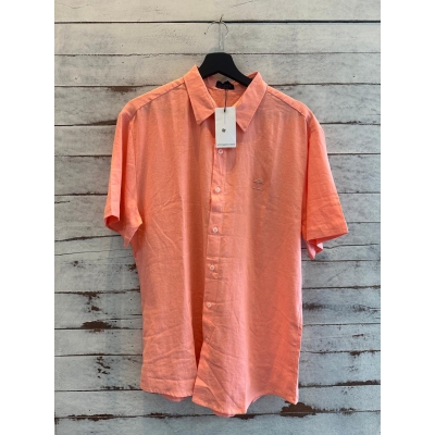 Camisa Praia Brasil Linho de Botões Salmão