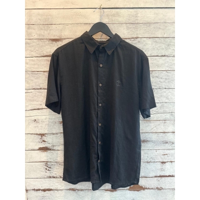 Camisa Praia Brasil Linho de Botões Preta