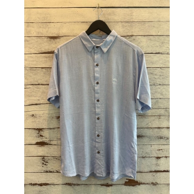 Camisa Praia Brasil Linho de Botões Azul Claro