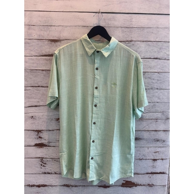 Camisa Praia Brasil Linho de Botões Verde Claro